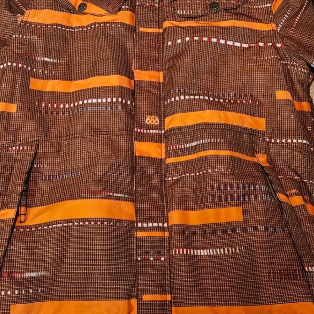 686 Smarty InfiDRY Youth Boys XL Snowboard Jacket Brown Orange Geometric Stripe